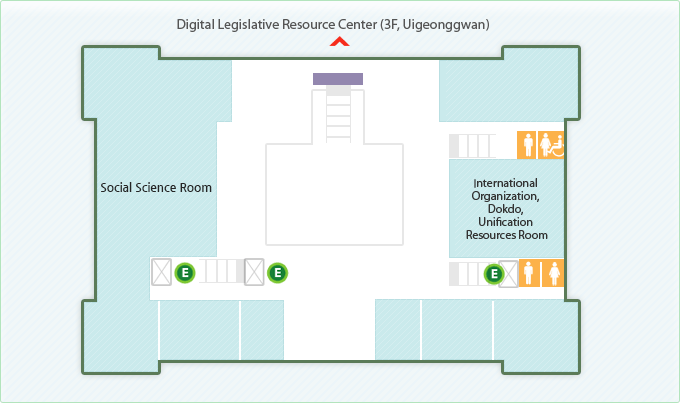 Second floor : Current Collections, International Organization, Dokdo, Unification Resources Room