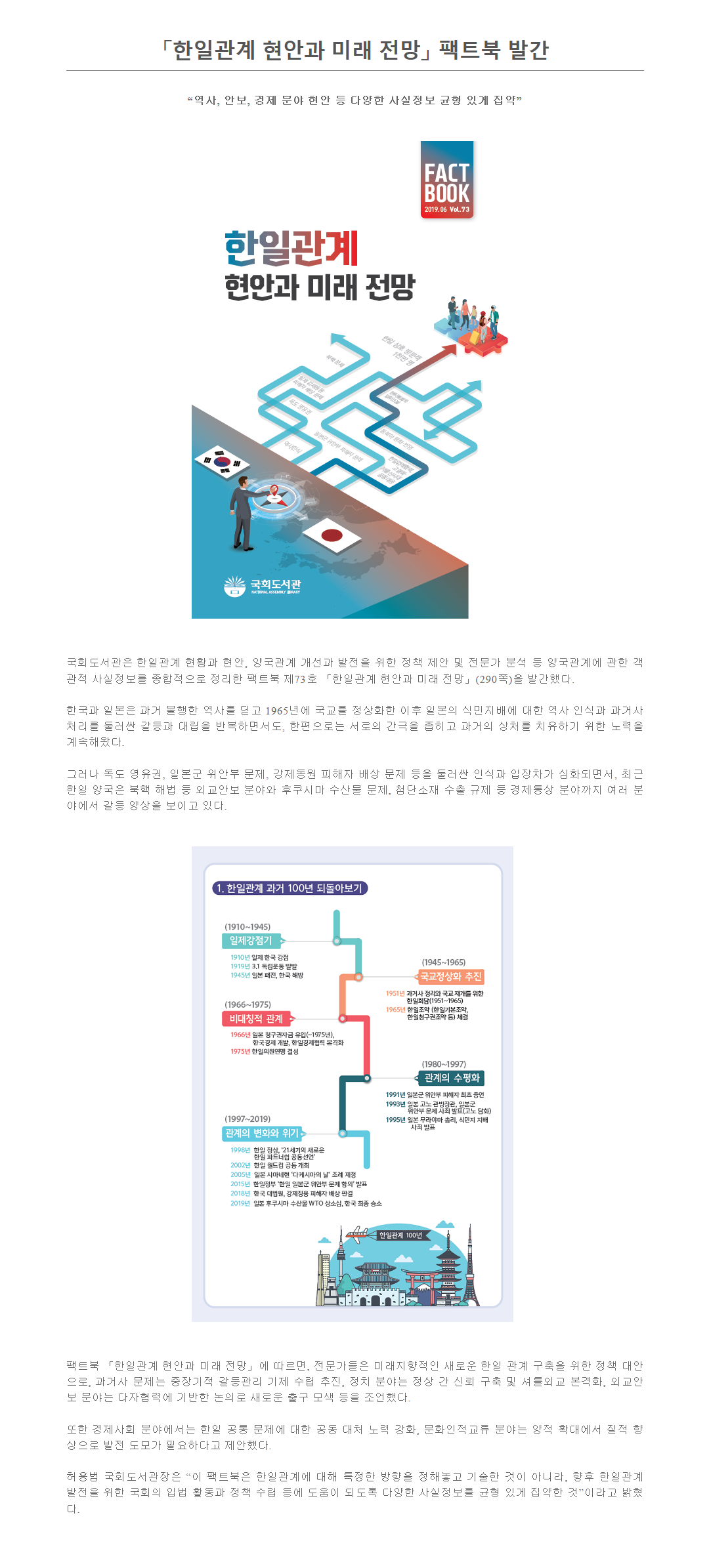 「한일관계 현안과 미래 전망」 팩트북 발간