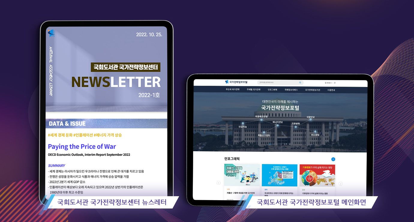 국회도서관 국가전략정보센터 뉴스레터, 국회도서관 국가전략정보포털 메인화면